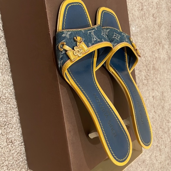 SOLD Authentic Louis Vuitton Denim Sandals SOLD - Picture 2 of 5